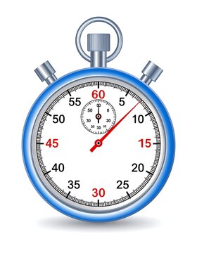 Blue stopwatch showing seconds elapsed