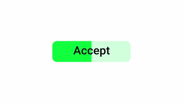 Green Accept button loading animation with progress bar, minimalist accept button with loading status.