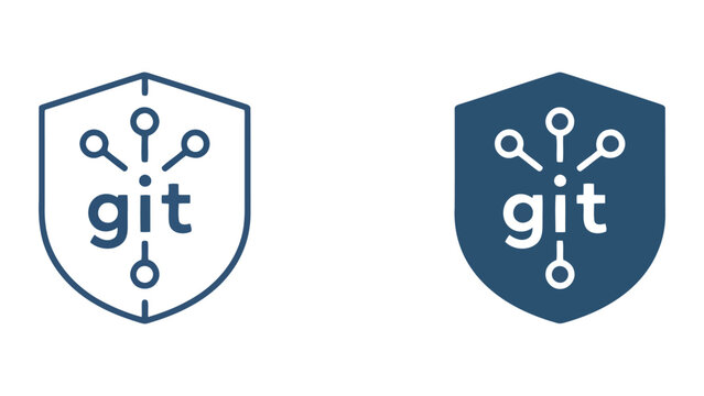 Git version control system shield icon with connected nodes for developer tools and software repository management