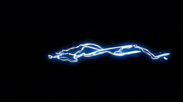 Blue cartoon electric ray. Dynamic 2D vfx electric beam animation