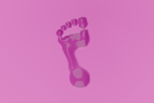 footprint outline on textured pink background