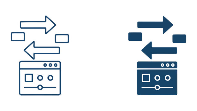 Software interface update icon with bidirectional arrows and sliders for data synchronization and system settings configuration vector illustration