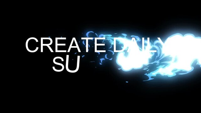 &ldquo;CREATE DAILY SUCCESS&rdquo; bold white typography animation on black background, smooth cinematic motion, clean minimal motivational style, modern high contrast aesthetic, sharp text, 8K, noise free
