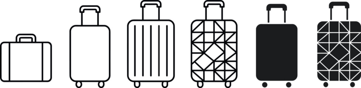 Suitcase Illustration Featuring Travel Luggage Variations in Vector Artwork