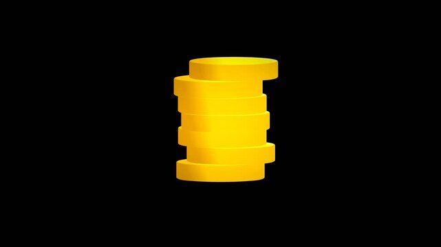 2D Vector Gold Coins Pile Animation - Isolated on Black