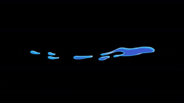 Blue cartoon liquid energy streak. Dynamic 2D fluid VFX animation