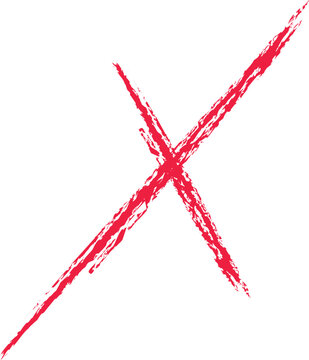 Red cross sign on transparent background, Red cross marker png. Red cross marker isolated on white background. hand-drawn red cross marker.