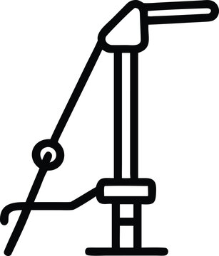Black line drawing of a bicycle pump on white background icon pulldown