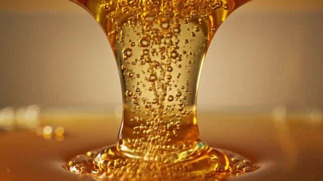 Golden liquid pouring into a pool highlighting geometric patterns and contemporary art