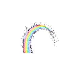 Naklejka premium Rainbow with colorful water splash.