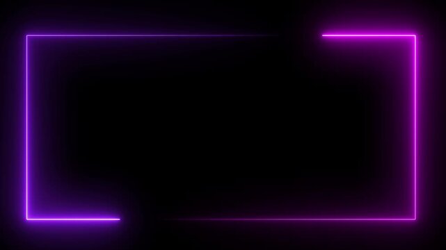 Vibrant red glowing neon rectangular frame on a stark black background, Glowing blue neon rectangular frame border,
Seamless loop animation rectangle frame 4K video motion graphic. 