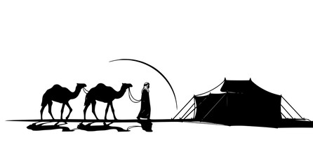 Desert scene with camels and tent © aliful