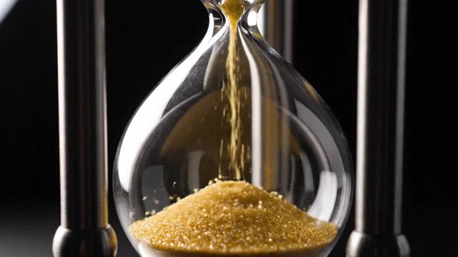 Hourglass with flowing sand symbolizing conceptual art and dynamic energy