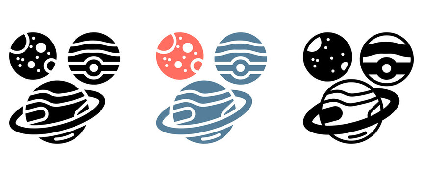 Planet Icon Collection Set  Glyph & Mixed Style  
