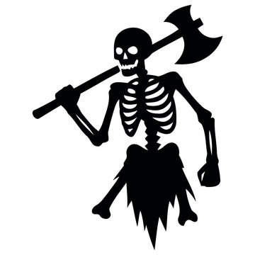 Spooky Skeleton with Executioner Axe for Halloween.eps