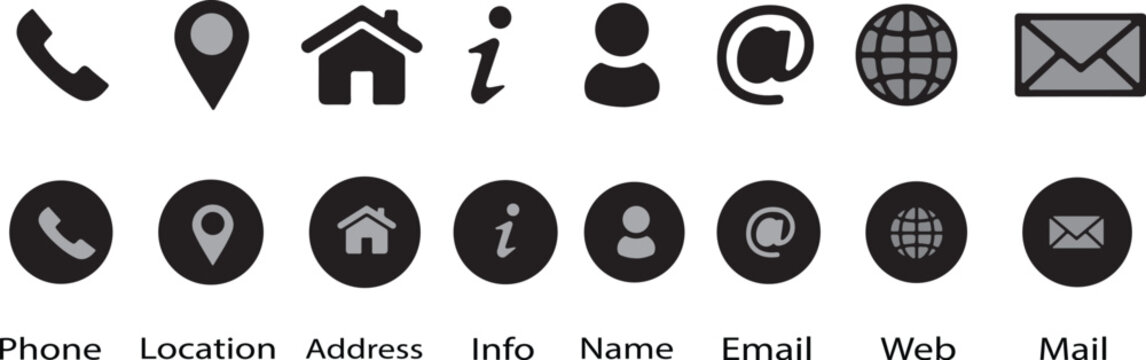 Contact information icon/mark set for business cards.