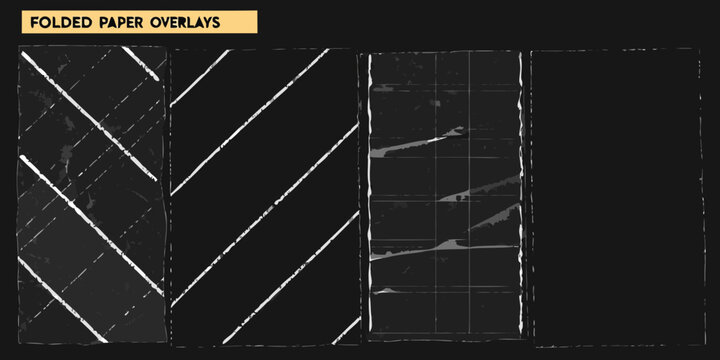 folded paper overlays with realistic creases and shadows on a black background high quality professional