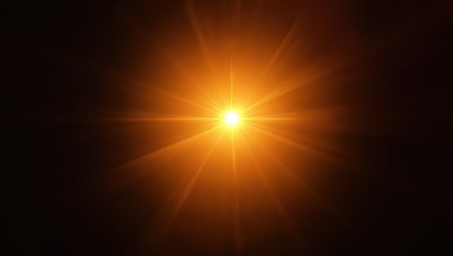 Bright Sunburst: A radiant sunburst with intense golden rays emanates from a bright central point against a dark background, creating a powerful visual representation of light and energy.