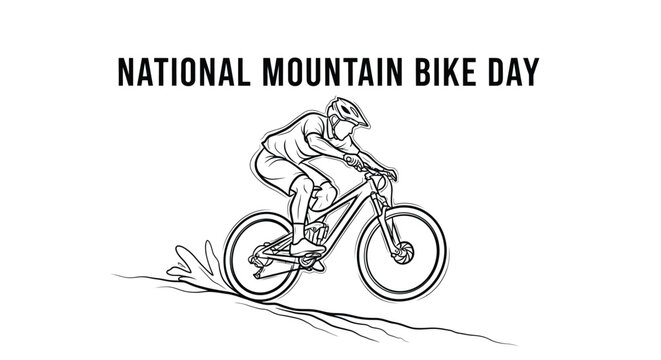 National mountain bike day illustration featuring a stylized cyclist in motion on a trail