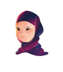 Elegant Hijabi Hand-Drawn Profile Portrait © Annisa