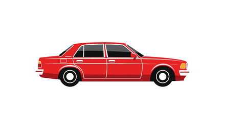 Obraz premium Red sedan car vector illustration isolated on white background