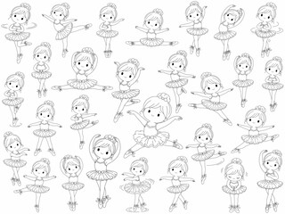 Cute ballerina girls in various poses, showcasing grace and elegance in dance © Pornphan