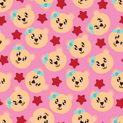 Obraz premium Adorable Cartoon Teddy Bear Illustration Pattern for Kids Design