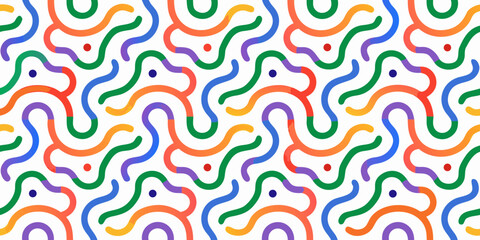 Fototapeta premium Colorful abstract wave pattern with circles on a white background vibrant repeating design high quality