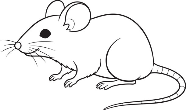 Black and white illustration of a mouse vector illustration