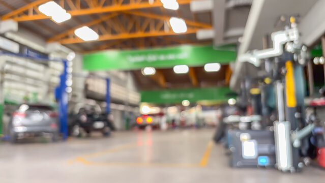 car service centre auto repair workshop blurred background