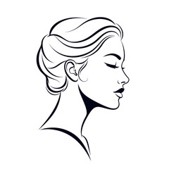Elegant Woman Profile Portrait Line Art Illustration © lobes