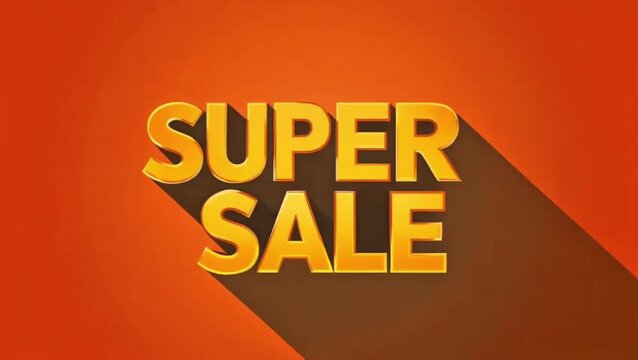 Vibrant graphic with 'SUPER SALE' text in bold yellow, featuring a striking long shadow on an orange background, perfect for advertising discounts