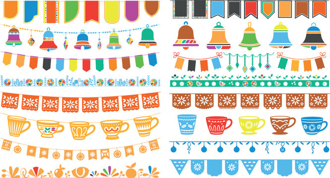 colorful mexican fiesta party decorations and drinkware collection