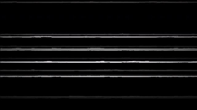 VHS horizontal static lines overlay with analog TV signal distortion on dark screen for video editing