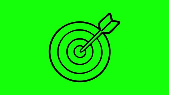 Black target icon with arrow on green background