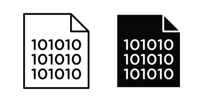 Binary code icon vector concept set