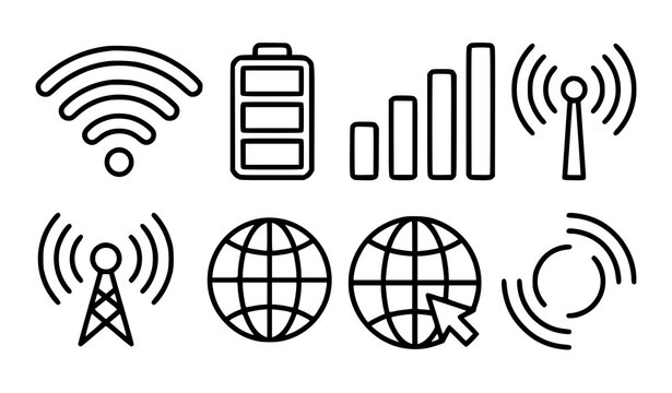 Modern Navigation Map Line Icons Set with Location Pins GPS Tracking and Direction Symbols Vector EPS 10