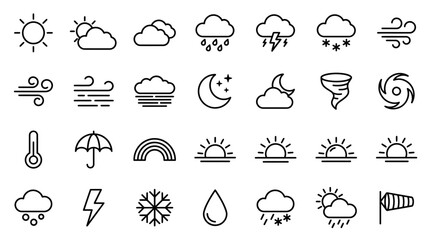 Naklejka premium Vector Icons Hand Drawn Weather Icons Set Collection. EPS Editable