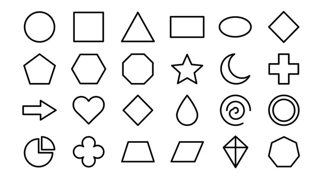 Vector Icons Set of basic geometric shapes and simple line icons. EPS Editable