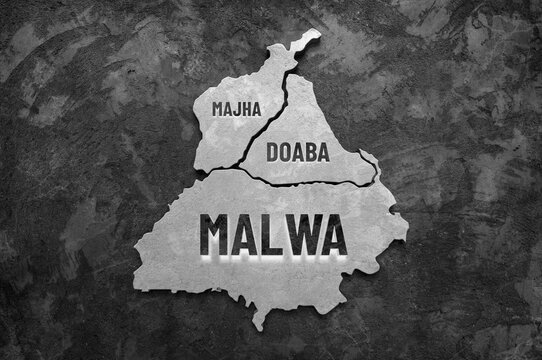 Punjab Map (India) Concrete effects HD Image in English