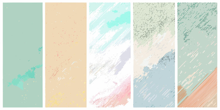four muted layered painterly backgrounds with subtle brushstroke textures and pastel colors high quality professional