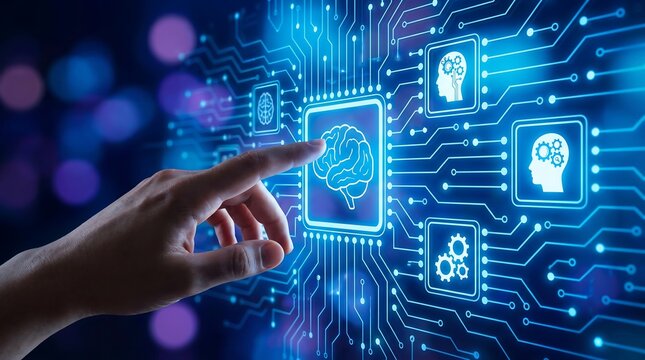 Artificial Intelligence Brain Circuit Board Technology Concept Digital Network Banner