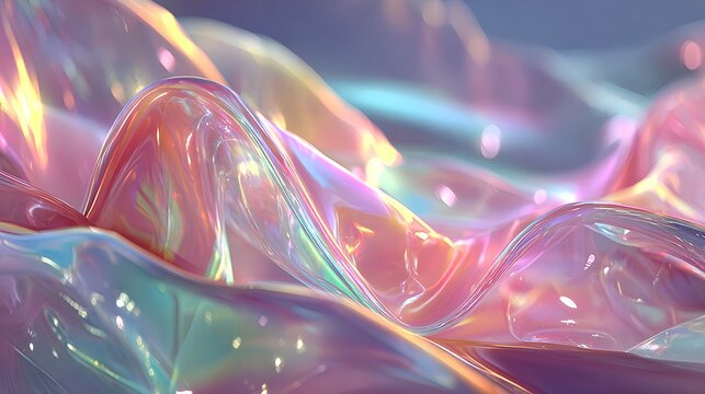 Luxury liquid fabric texture with rainbow gradients and soft ripples