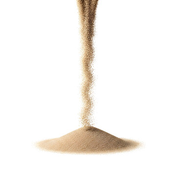 Sand falling from above pile.