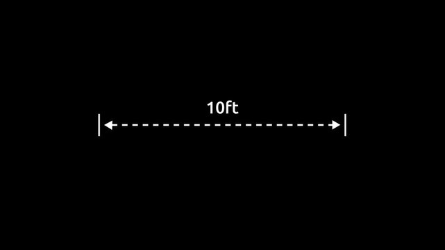 A dotted line representing a 10 ft measurement for design and layout purposes.10 ft dimension dotted line for measurement.