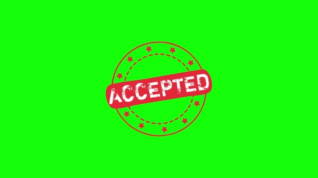 Red accept button with check mark on green background