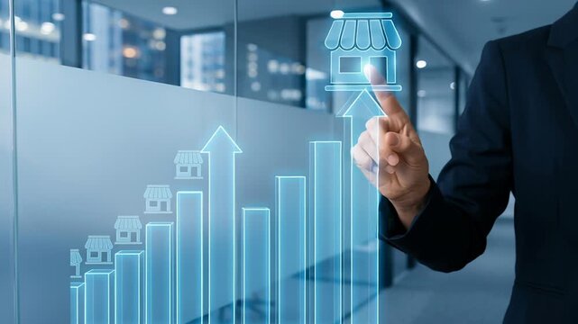 Marketing strategy for franchise business expansion with smart online store branch growth concept showing steady franchise marketing and smart business expansion for successful brand growth