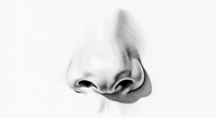 Obraz premium Close up grayscale illustration of a human nose against a clean white backdrop