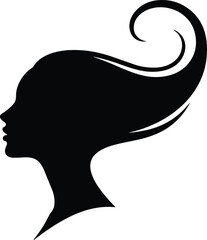 Elegant Female Face Silhouette with Flowing Abstract Hair Design Representing Beauty Fashion Style and Creative Identity Concept © Shirin ArtWave