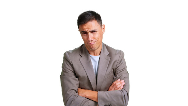 Businessman looking arrogant and smug with crossed arms